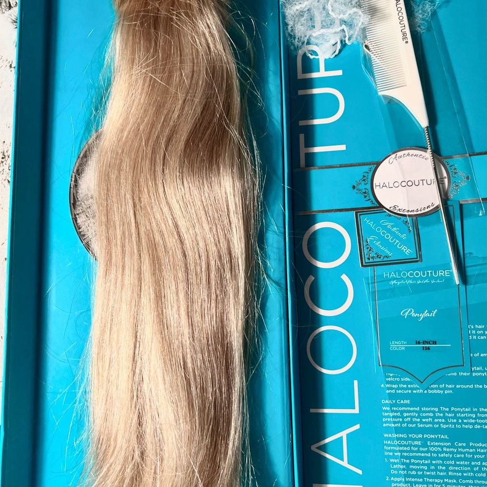 Human hair ponytail blonde. Never worn!! Stayed in box.
